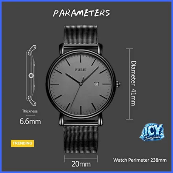 Stainless Steel Mesh Band Quartz Watch Minimalist Ultra Thin Waterproof